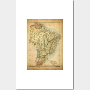 Old Map - Vintage - Brazil - Brazil Posters and Art